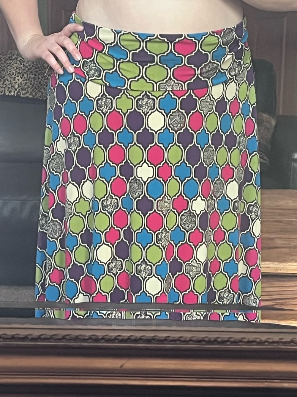 LuLaRoe Maxi Skirt in Bright Multi Geometric Pattern